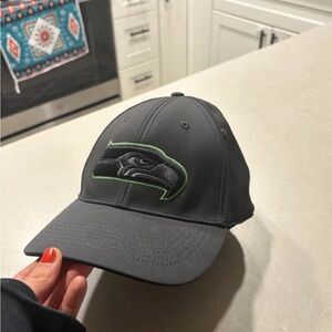 OTS Seattle Seahawks NFL Black Fitted Ballcap Hat L-XL